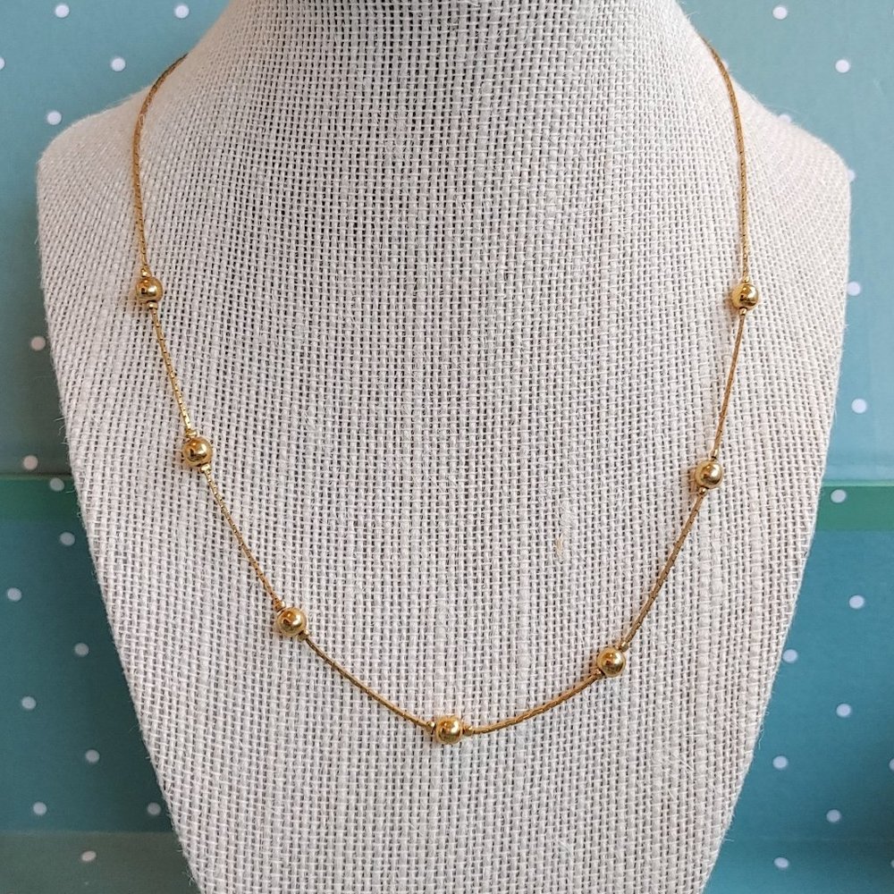 Gold Station Necklace, Vintage from the 1980's Simple Elegant